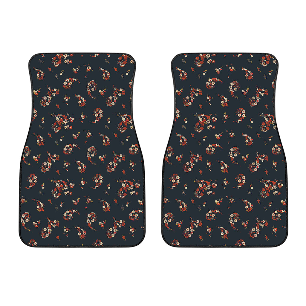 Boho Paisley Flower Pattern Print Front Car Floor Mats