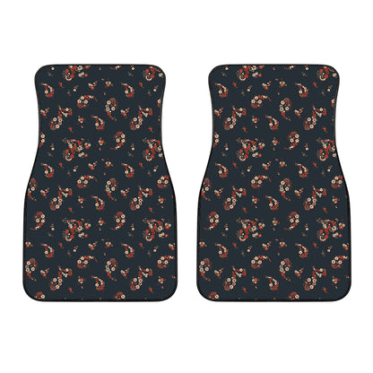 Boho Paisley Flower Pattern Print Front Car Floor Mats