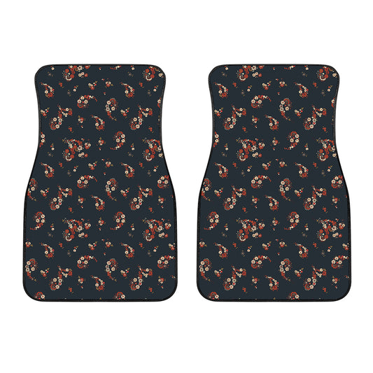 Boho Paisley Flower Pattern Print Front Car Floor Mats