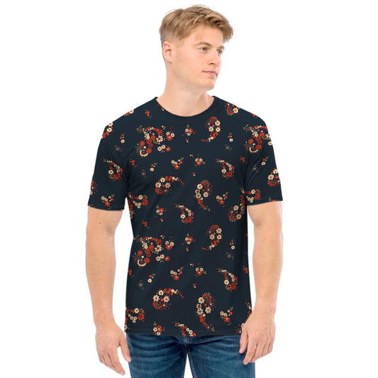 Boho Paisley Flower Pattern Print Men's T-Shirt
