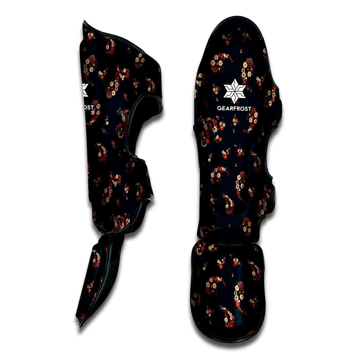 Boho Paisley Flower Pattern Print Muay Thai Shin Guard