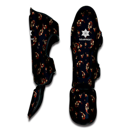 Boho Paisley Flower Pattern Print Muay Thai Shin Guard