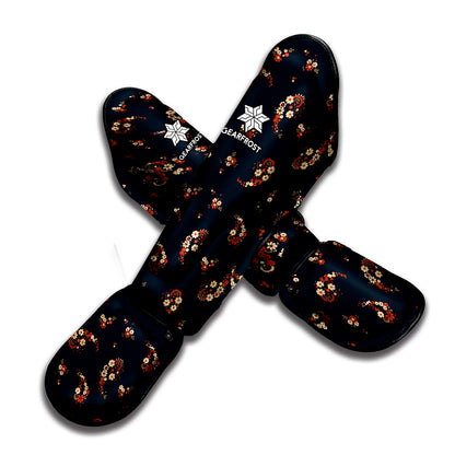 Boho Paisley Flower Pattern Print Muay Thai Shin Guard
