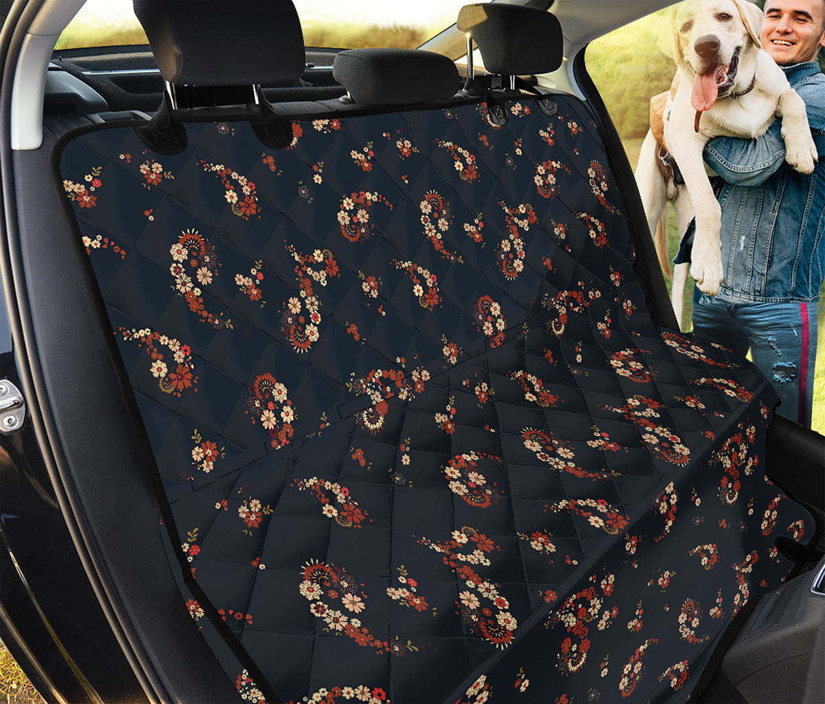 Boho Paisley Flower Pattern Print Pet Car Back Seat Cover