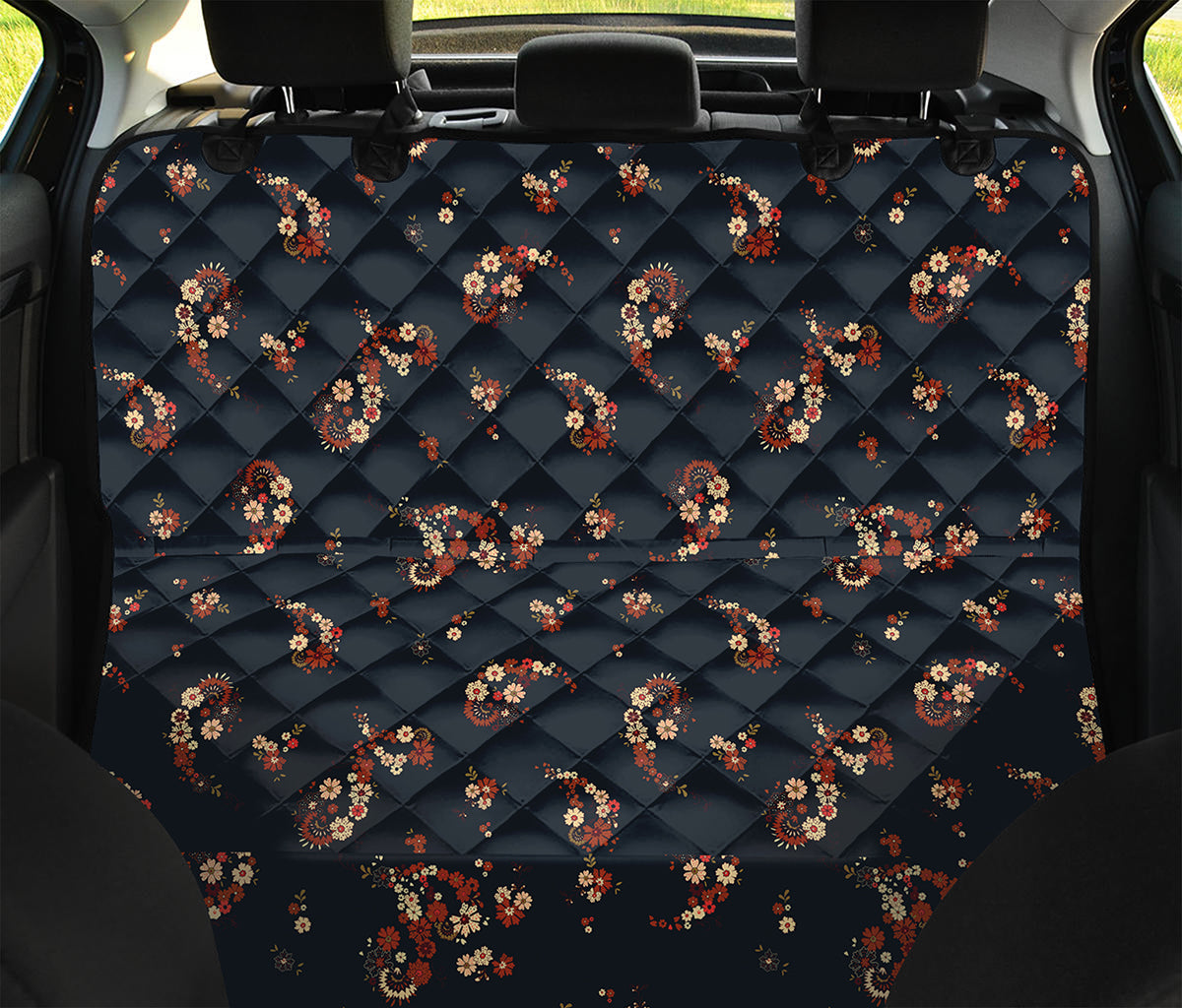 Boho Paisley Flower Pattern Print Pet Car Back Seat Cover