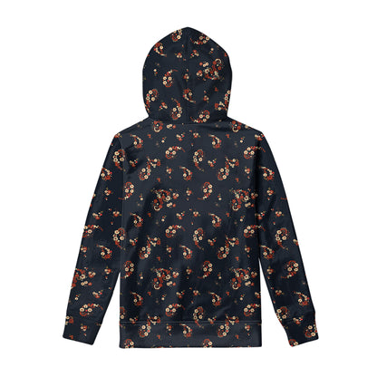 Boho Paisley Flower Pattern Print Pullover Hoodie