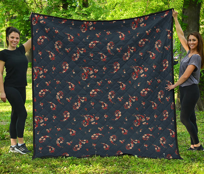 Boho Paisley Flower Pattern Print Quilt