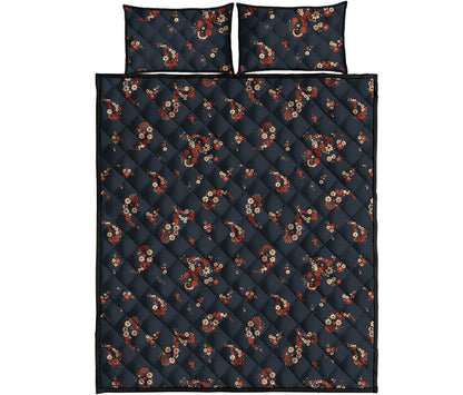 Boho Paisley Flower Pattern Print Quilt Bed Set