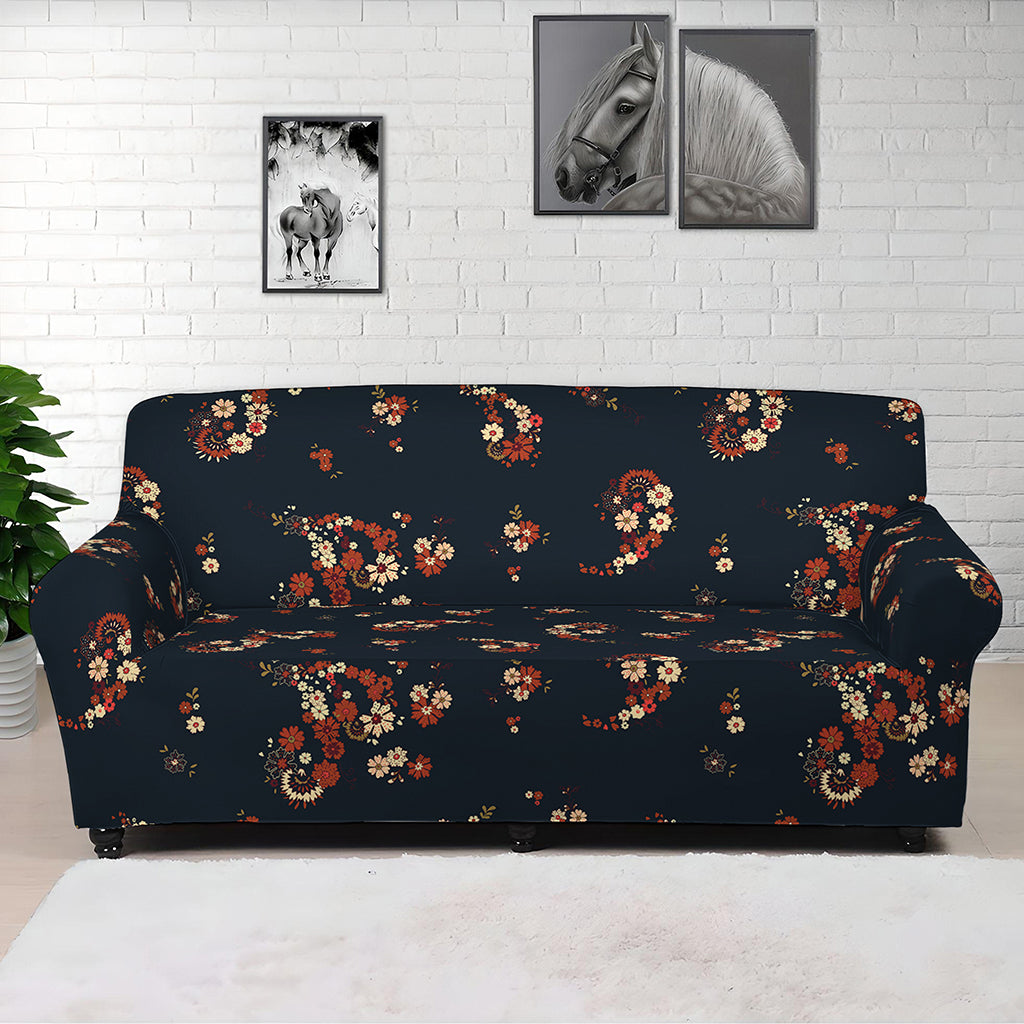 Boho Paisley Flower Pattern Print Sofa Cover