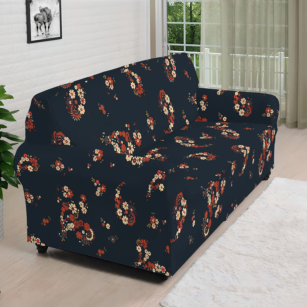 Boho Paisley Flower Pattern Print Sofa Cover