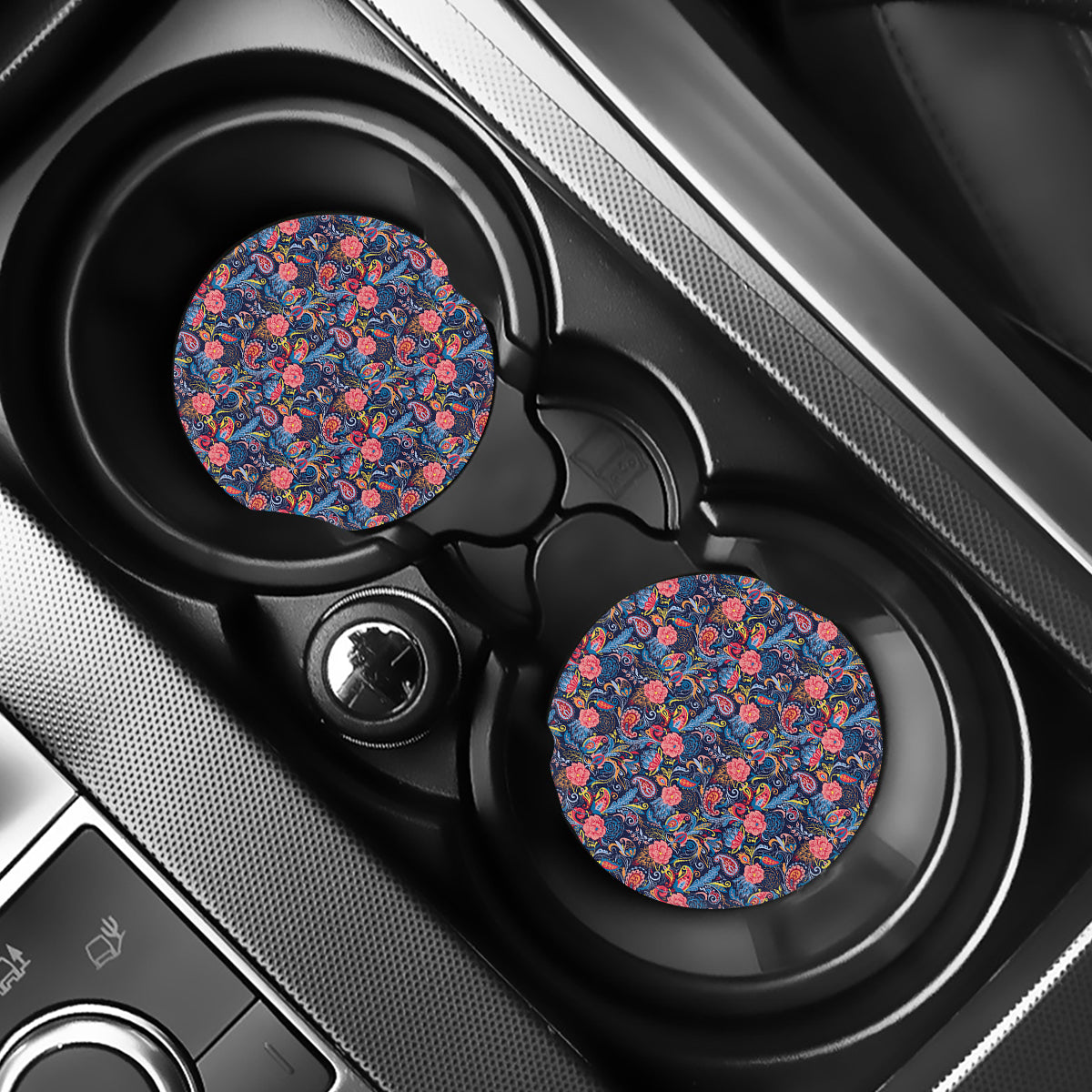 Boho Paisley Pattern Print Car Coasters
