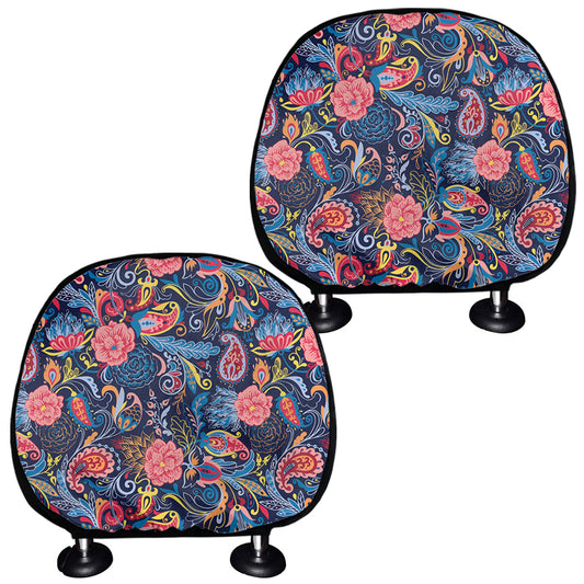 Boho Paisley Pattern Print Car Headrest Covers