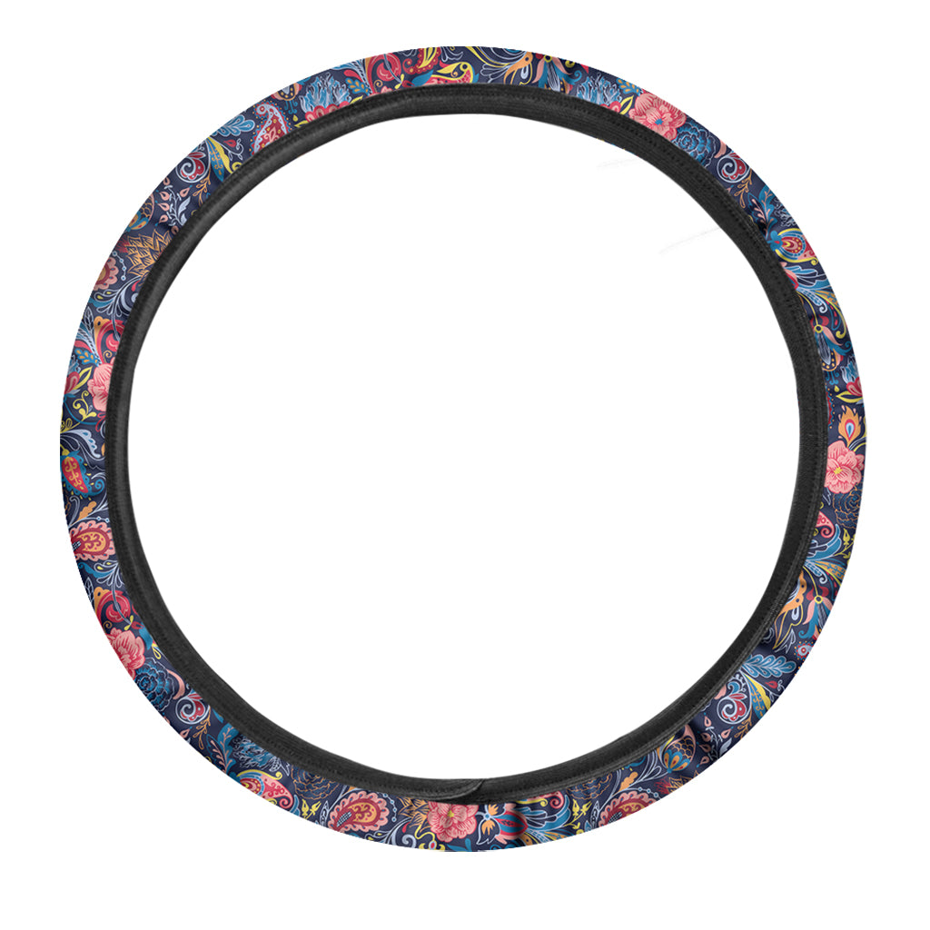 Boho Paisley Pattern Print Car Steering Wheel Cover