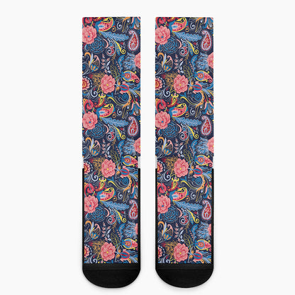 Boho Paisley Pattern Print Crew Socks