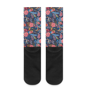 Boho Paisley Pattern Print Crew Socks