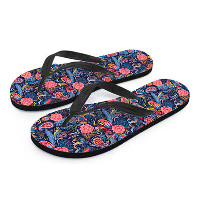 Boho Paisley Pattern Print Flip Flops