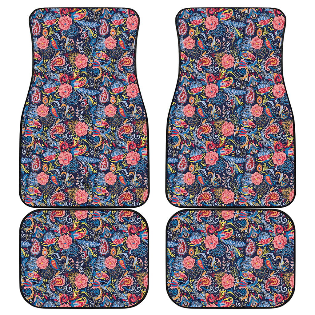 Boho Paisley Pattern Print Front and Back Car Floor Mats