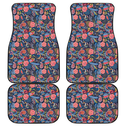 Boho Paisley Pattern Print Front and Back Car Floor Mats