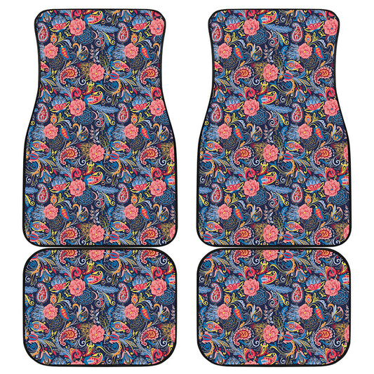 Boho Paisley Pattern Print Front and Back Car Floor Mats