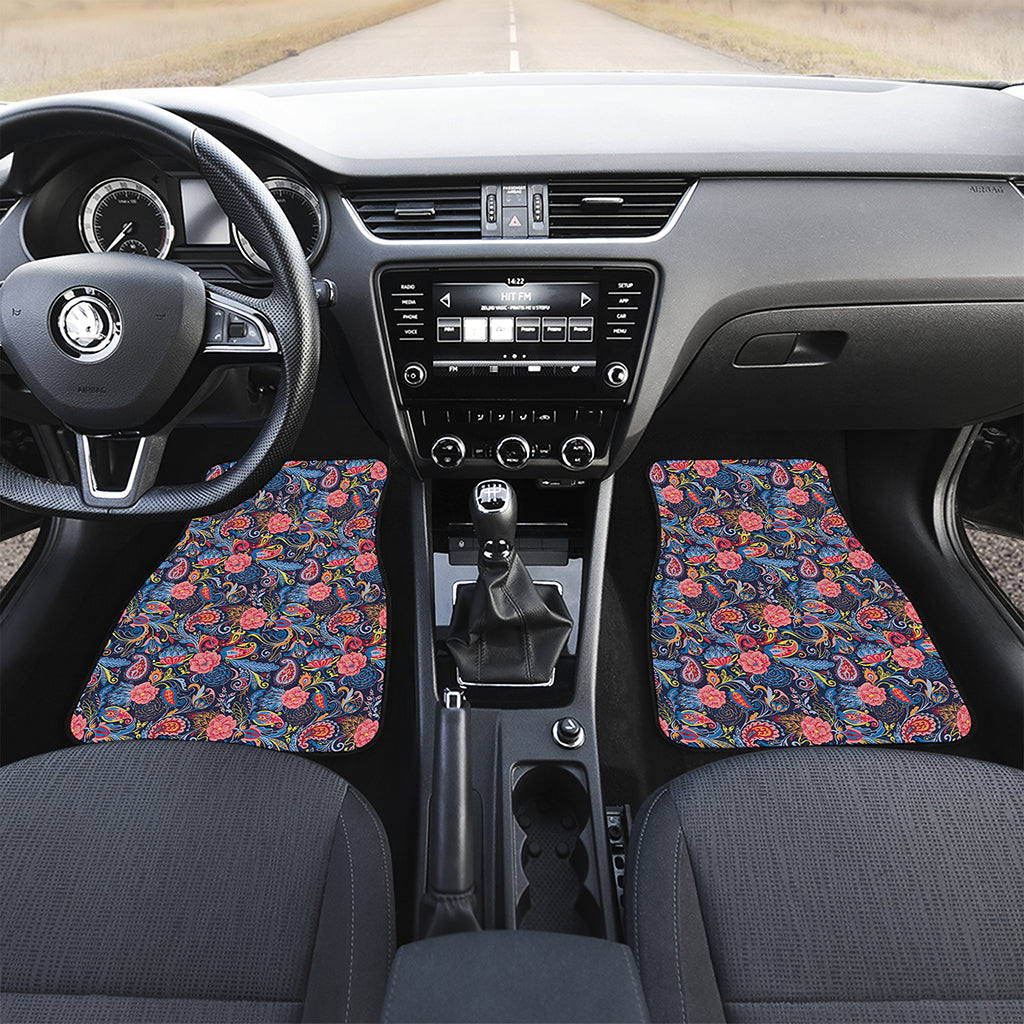 Boho Paisley Pattern Print Front and Back Car Floor Mats