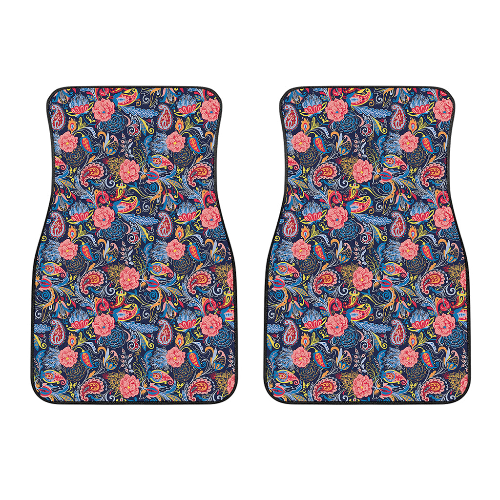 Boho Paisley Pattern Print Front Car Floor Mats
