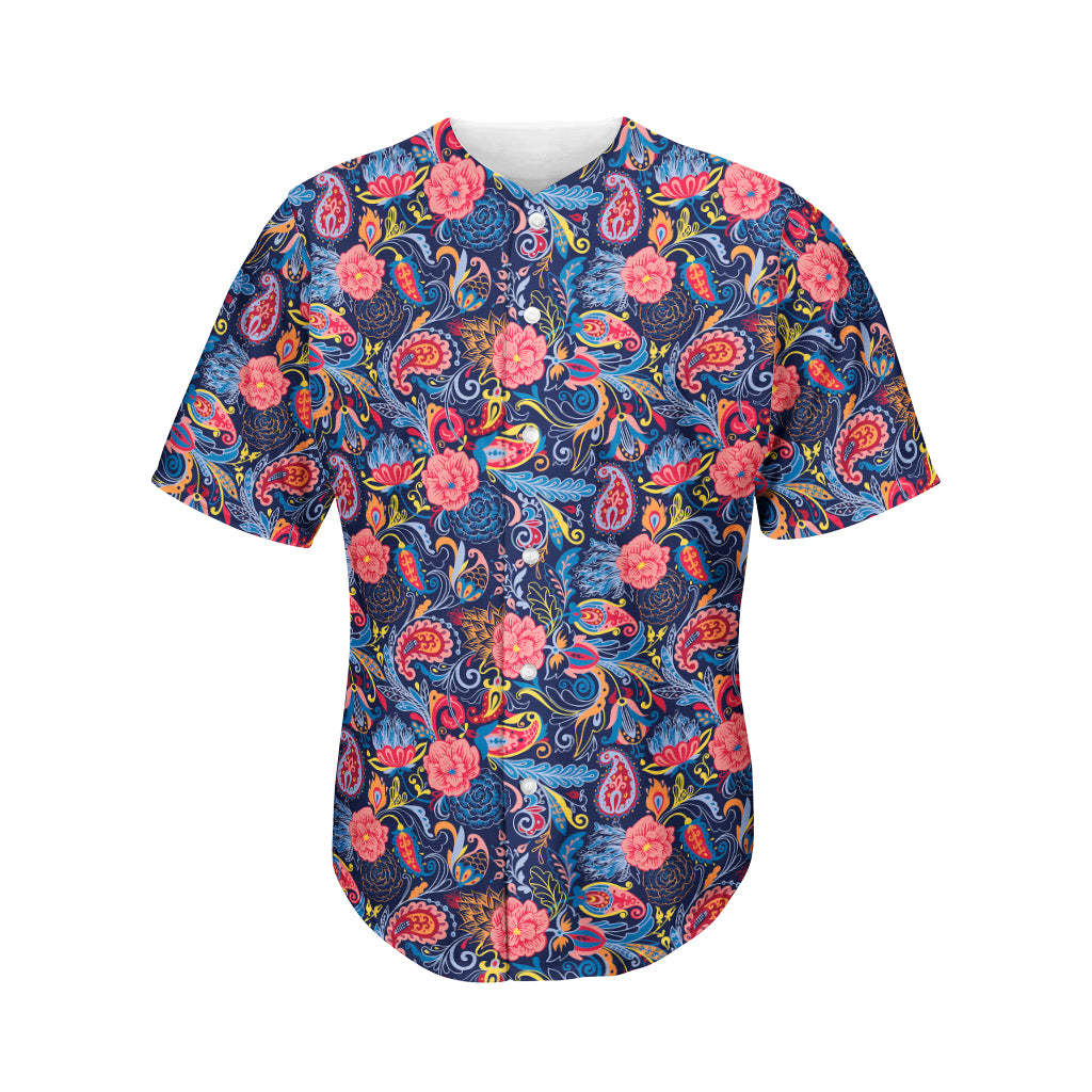 Boho Paisley Pattern Print Men's Baseball Jersey