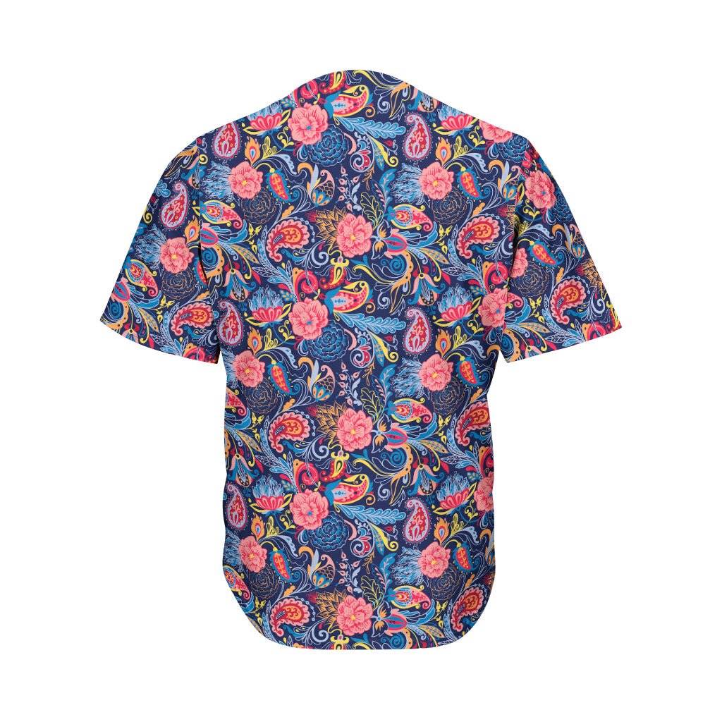 Boho Paisley Pattern Print Men's Baseball Jersey