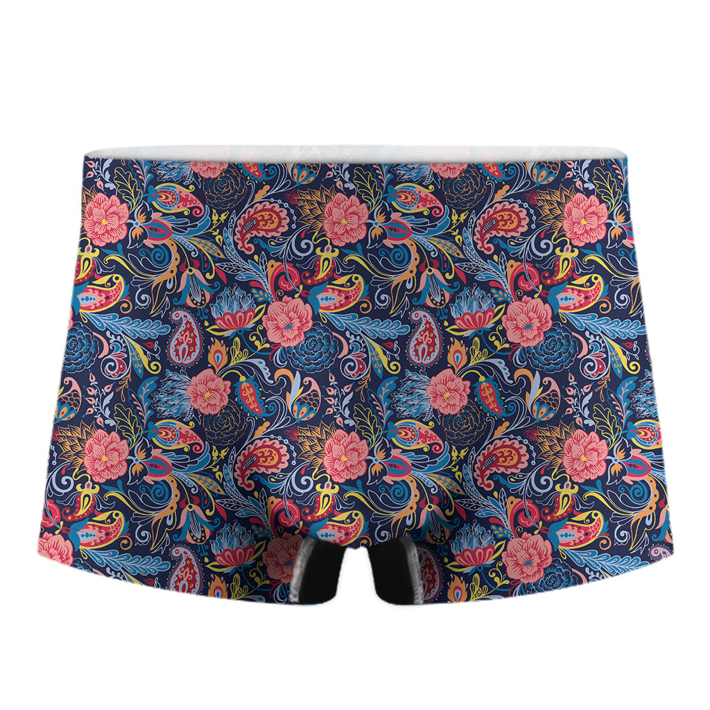 Boho Paisley Pattern Print Men's Boxer Briefs
