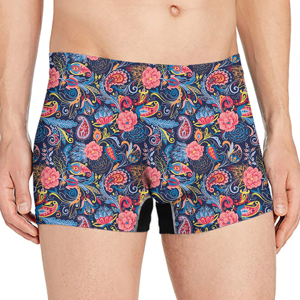 Boho Paisley Pattern Print Men's Boxer Briefs