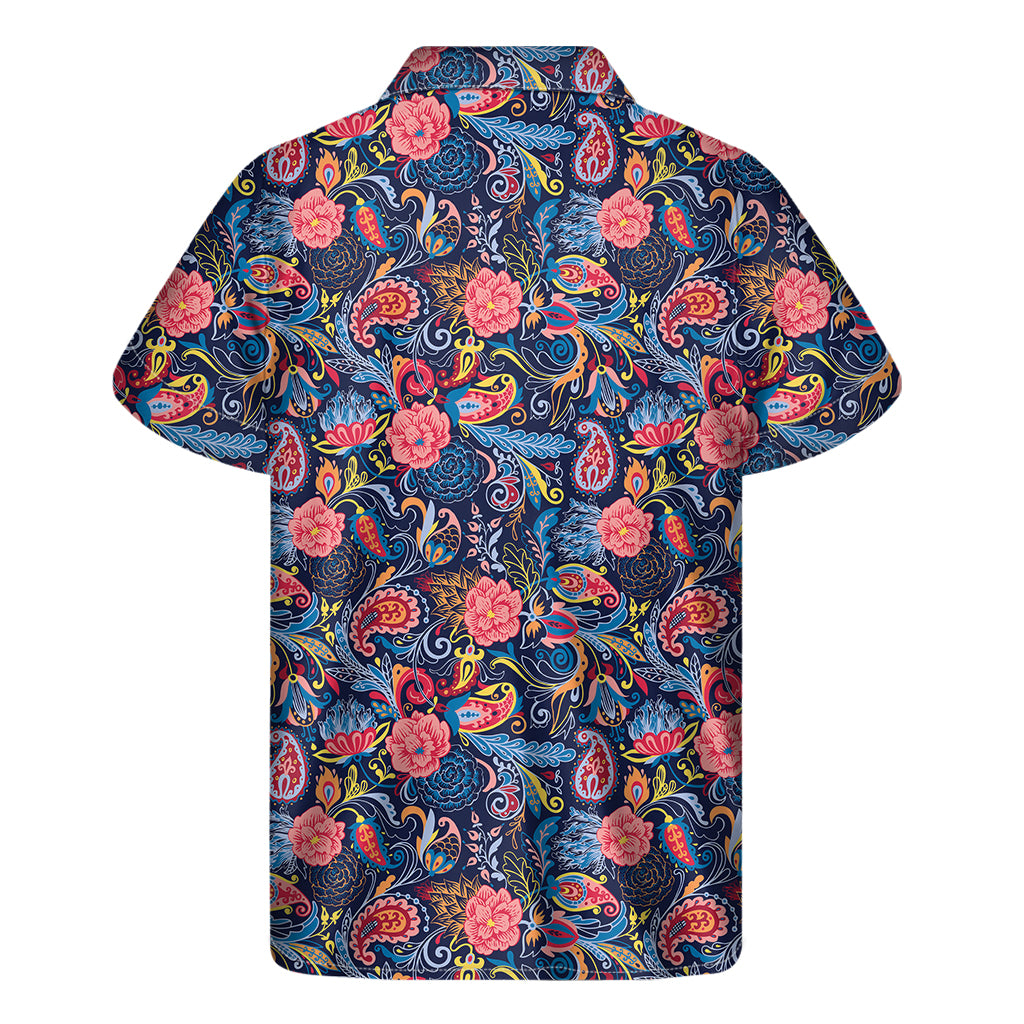 Boho Paisley Pattern Print Men's Short Sleeve Shirt