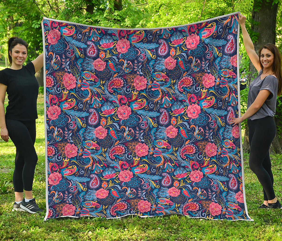 Boho Paisley Pattern Print Quilt