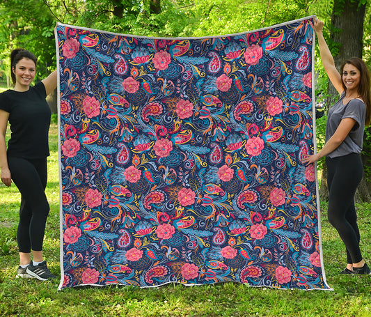 Boho Paisley Pattern Print Quilt
