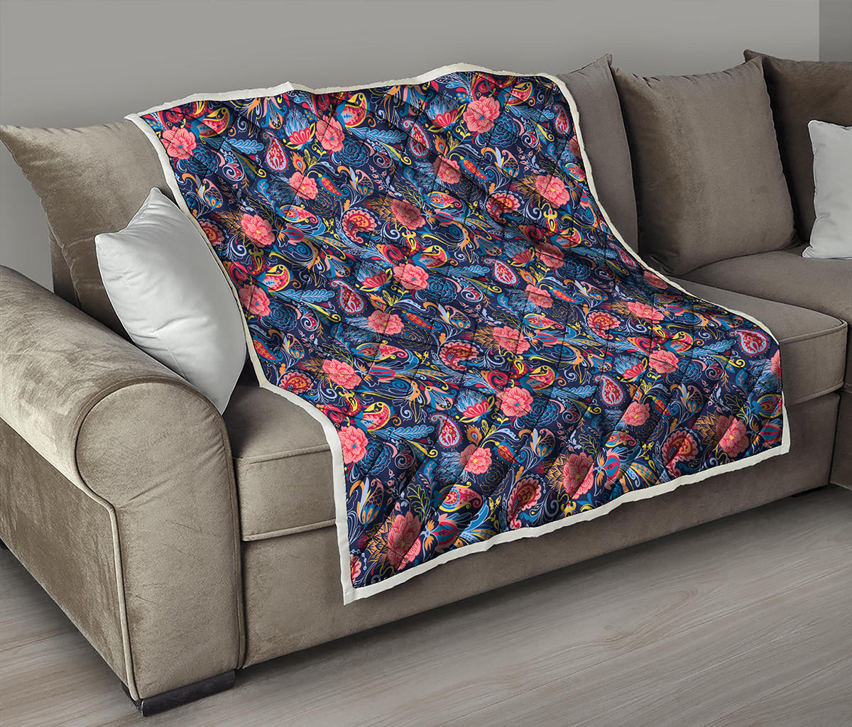 Boho Paisley Pattern Print Quilt