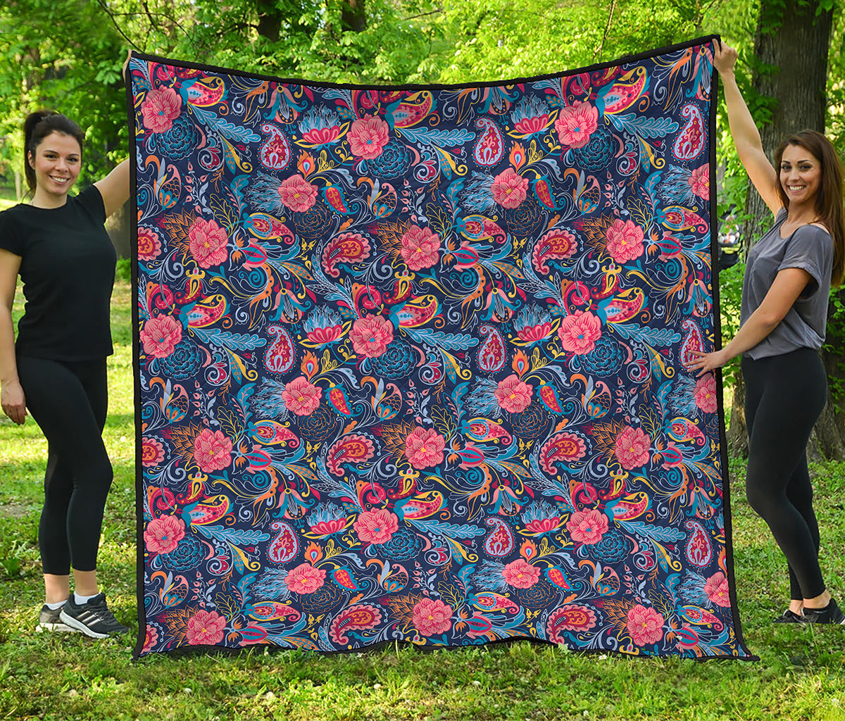 Boho Paisley Pattern Print Quilt