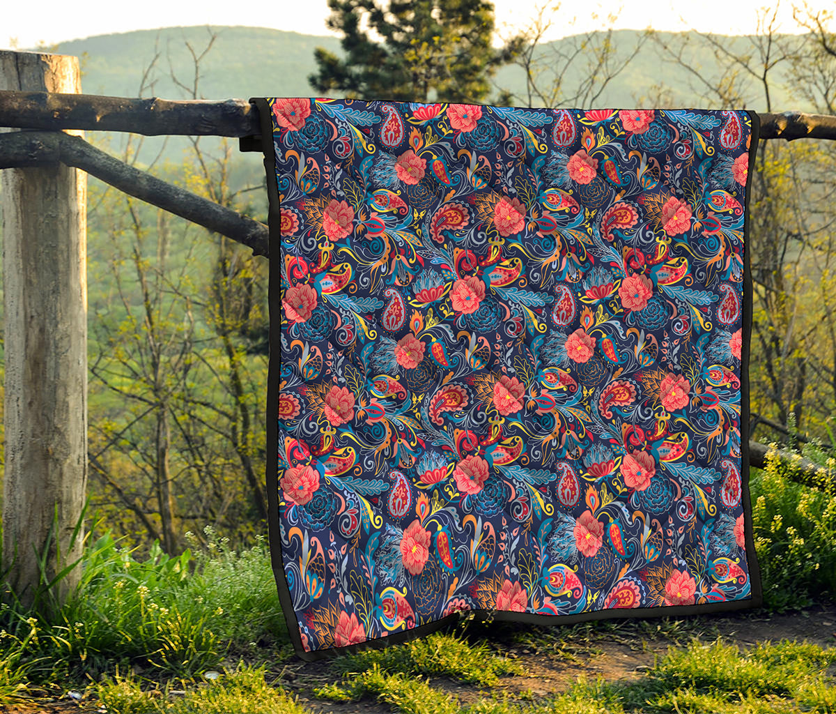 Boho Paisley Pattern Print Quilt