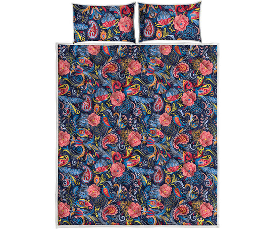 Boho Paisley Pattern Print Quilt Bed Set