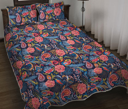 Boho Paisley Pattern Print Quilt Bed Set