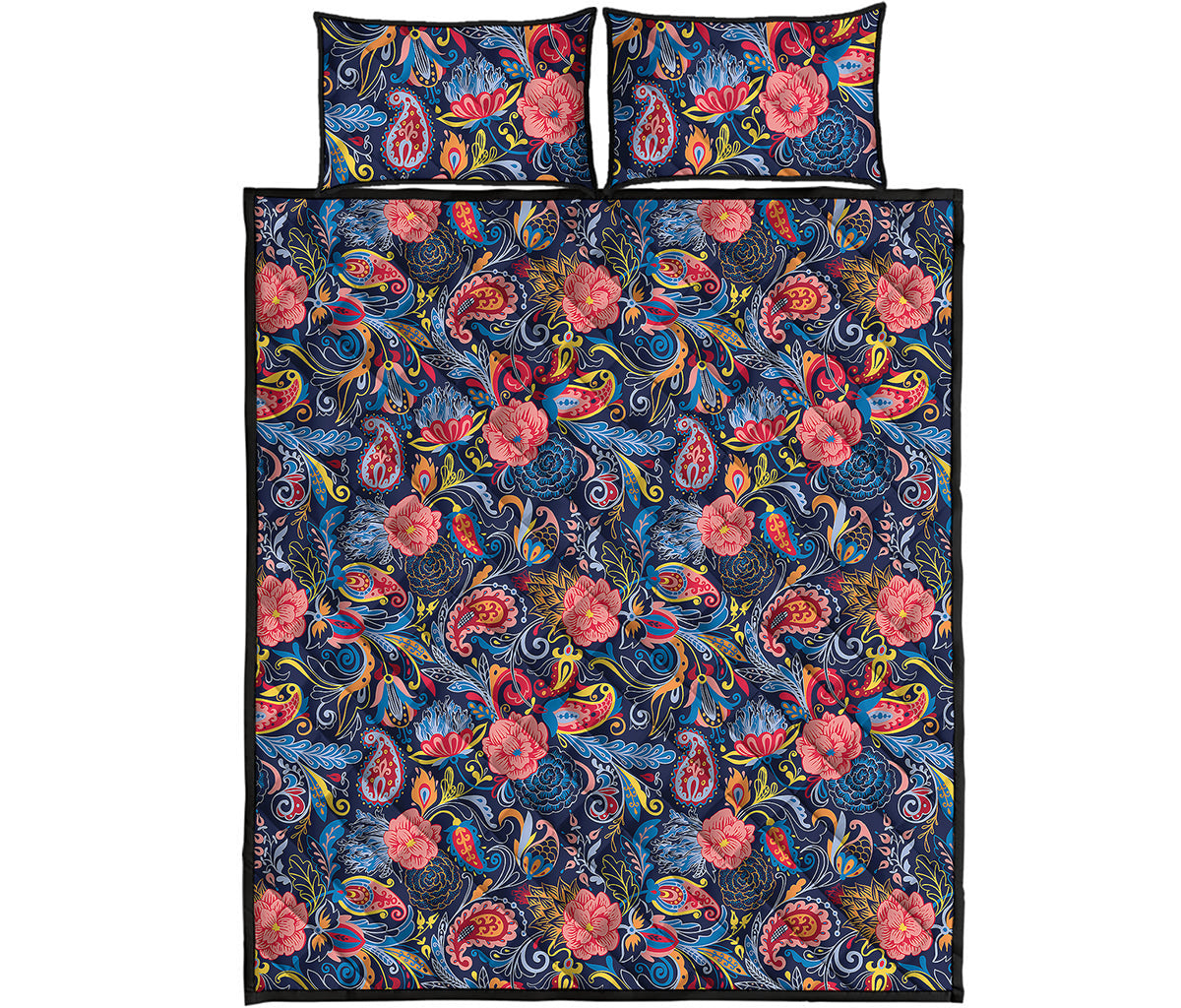 Boho Paisley Pattern Print Quilt Bed Set