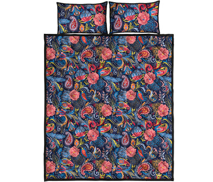 Boho Paisley Pattern Print Quilt Bed Set