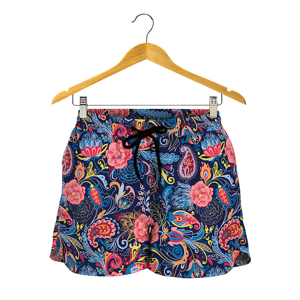 Boho Paisley Pattern Print Women's Shorts