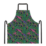 Boho Peacock Feather Pattern Print Apron