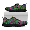 Boho Peacock Feather Pattern Print Black Running Shoes