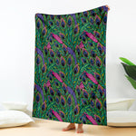 Boho Peacock Feather Pattern Print Blanket