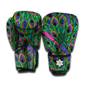 Boho Peacock Feather Pattern Print Boxing Gloves