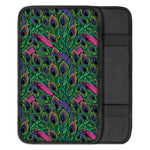 Boho Peacock Feather Pattern Print Car Center Console Cover