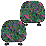 Boho Peacock Feather Pattern Print Car Headrest Covers
