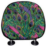 Boho Peacock Feather Pattern Print Car Headrest Covers