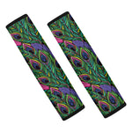 Boho Peacock Feather Pattern Print Car Seat Belt Covers