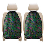 Boho Peacock Feather Pattern Print Car Seat Organizers