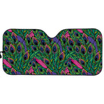 Boho Peacock Feather Pattern Print Car Sun Shade